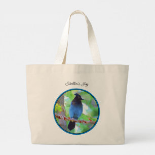 Steller's Jay Painting Original Wild Bird Art Jumbo Stoffbeutel