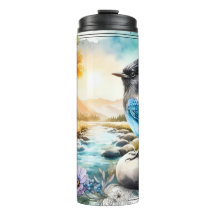 Steller's Jay Songbird Watercolor Wildlife Tumbler
