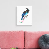 Steller's Jay Stretched Canvas Print Leinwanddruck (Insitu (Wohnzimmer))