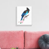 Steller's Jay Stretched Canvas Print Leinwanddruck (Insitu (Wohnzimmer))