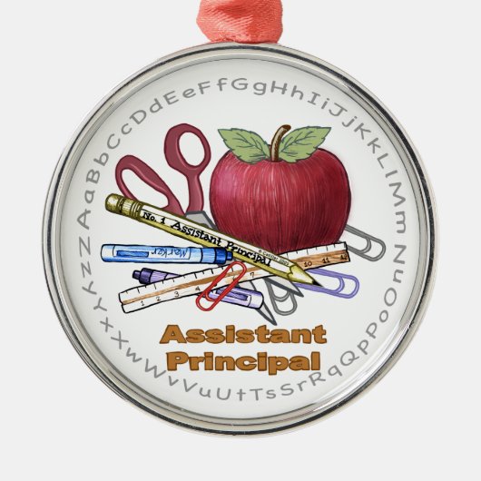 Stellvertretender Schulleiter Premium-Rundornament Silbernes Ornament (Vorne)
