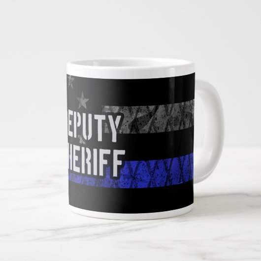 Stellvertretender Sheriff Distressed Flag Jumbo-Tasse (Vorderseite Rechts)