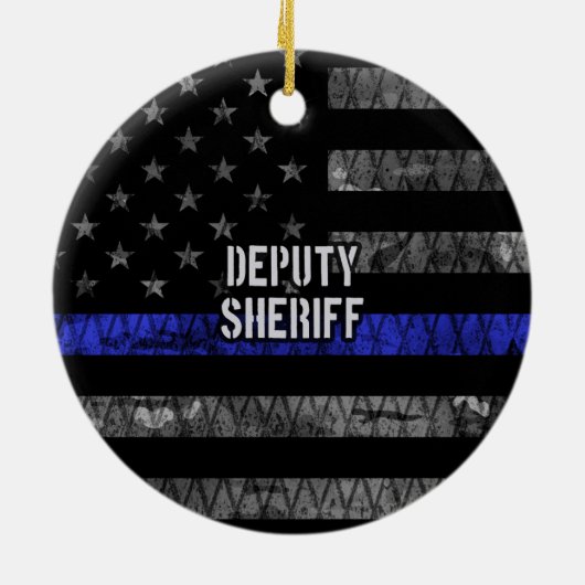 Stellvertretender Sheriff Distressed Flag Keramik Ornament (Hinten)