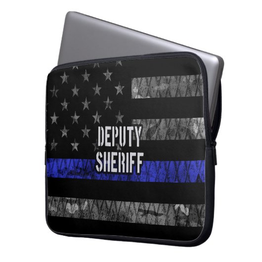 Stellvertretender Sheriff Distressed Flag Laptopschutzhülle (Vorderseite Links)