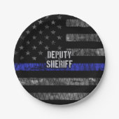 Stellvertretender Sheriff Distressed Flag Pappteller (Vorderseite)