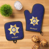 Stellvertretender Sheriff Gold Star Abzeichen Pers Ofenhandschuh & Topflappen-Set (Oben Unten)