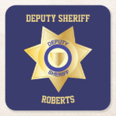 Stellvertretender Sheriff Gold Star Maßgeschneider Rechteckiger Pappuntersetzer (Vorderseite)