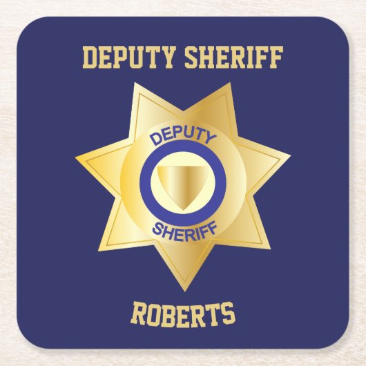 Stellvertretender Sheriff Gold Star Maßgeschneider Rechteckiger Pappuntersetzer (Vorderseite)