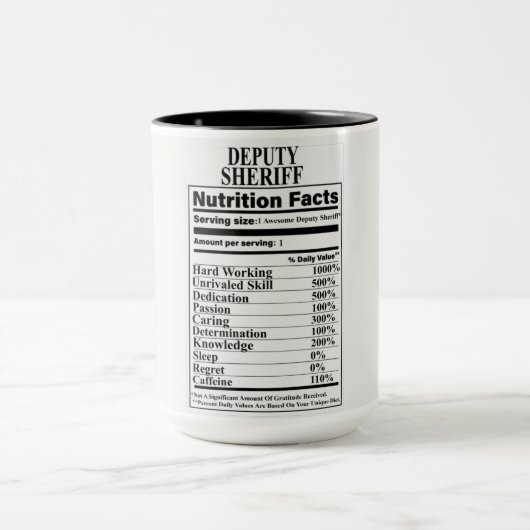 Stellvertretender Sheriff Nutrition Fakten Tasse (Zentrum)