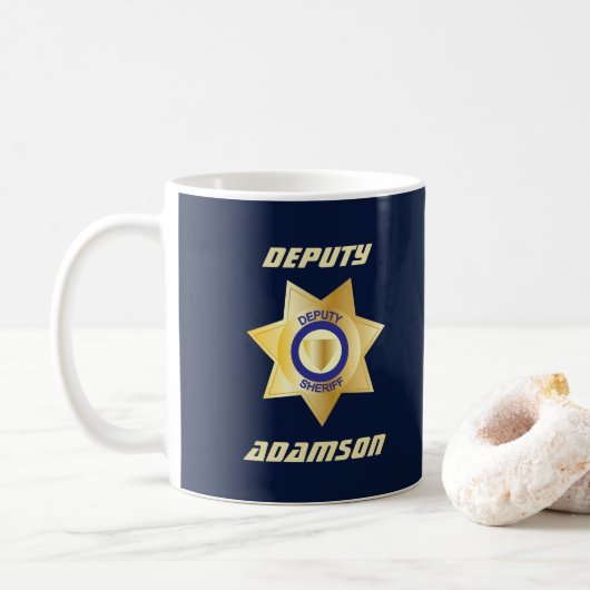 Stellvertretender Sheriff Personalisiert Gold Star Kaffeetasse (Mit Donut)