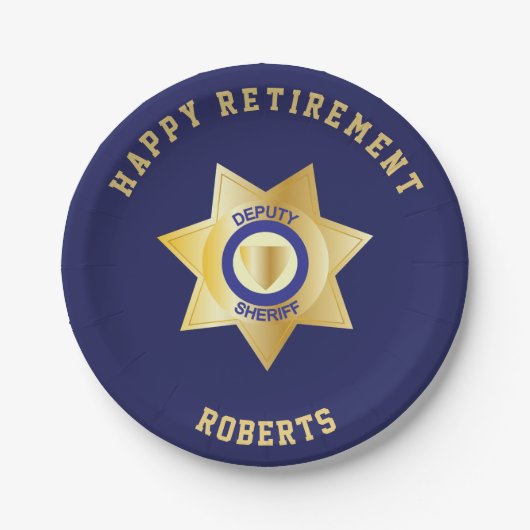 Stellvertretender Sheriff Retirement Party Gold St Pappteller (Vorderseite)