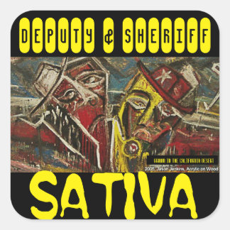 STELLVERTRETER UND SCHERIFFER SATIVA QUADRATISCHER AUFKLEBER