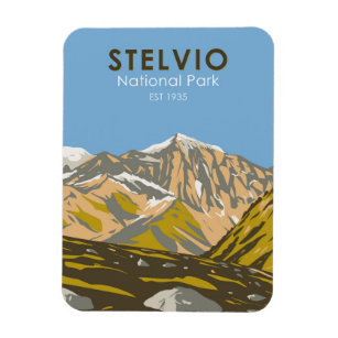 Stelvio National Park Italy Central Alps Vintage Magnet