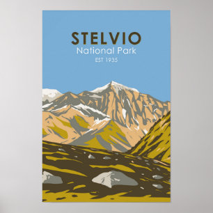 Stelvio Nationalpark Italien Mittelalpen Vintag Poster