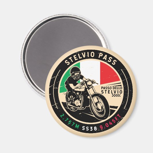 Stelvio Pass | Passo Dello Stelvio | Motorrad Magnet (Vorderseite/Rückseite)