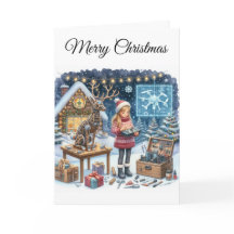 STEM Holiday Greeting Tech Girls Christmas Card