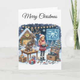 STEM Holiday Greeting Tech Girls Christmas Card Feiertagskarte