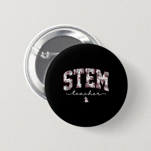 Stem Science Technology Engineering Math Teacher V Button (Vorne & Hinten)