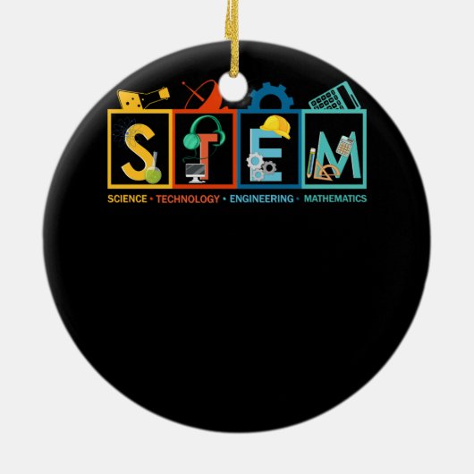 STEM Science Technology Engineering Mathematiker S Keramik Ornament (Hinten)