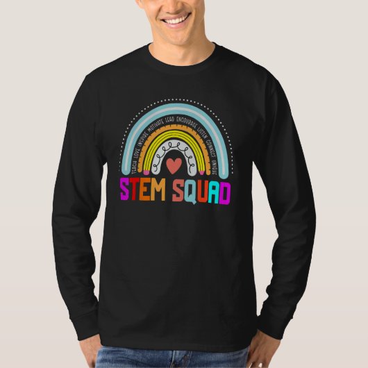 STEM Squad Students & Teachers Crew Rainbow T-Shirt (Vorderseite)