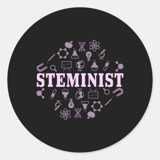 Steminist Female Scientist Steminist Pub Runder Aufkleber (Vorderseite)