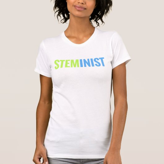 STEMinist T-Shirt-(Limoner/blauer Text) T-Shirt (Vorderseite)