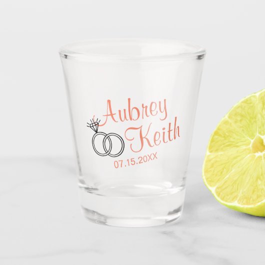 Stemless Wine Glass mit Bride und Groom-Namen Schnapsglas (Vorderseite)