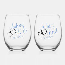 Stemless Wine Glass mit Bride und Groom-Namen