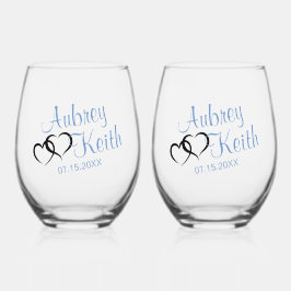 Stemless Wine Glass mit Bride und Groom-Namen Weinglas Ohne Stiel