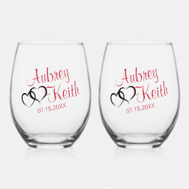 Stemless Wine Glass mit Bride und Groom-Namen Weinglas Ohne Stiel