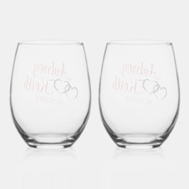 Stemless Wine Glass mit Bride und Groom-Namen Weinglas Ohne Stiel