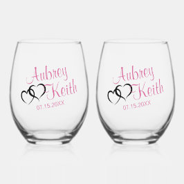 Stemless Wine Glass mit Bride und Groom-Namen Weinglas Ohne Stiel