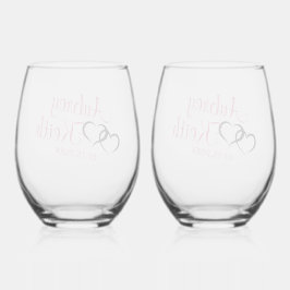 Stemless Wine Glass mit Bride und Groom-Namen Weinglas Ohne Stiel