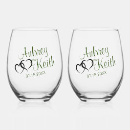 Stemless Wine Glass mit Bride und Groom-Namen Weinglas Ohne Stiel