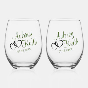 Stemless Wine Glass mit Bride und Groom-Namen Weinglas Ohne Stiel