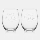 Stemless Wine Glass mit Bride und Groom-Namen Weinglas Ohne Stiel (Vorderseite)