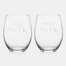 Stemless Wine Glass mit Bride und Groom-Namen