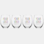 Stemless Wine Glass Set mit Logo Bulle No Minimum Weinglas Ohne Stiel (Vorderseite)