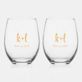 Stemless wine glass set, Modern personalized Weinglas Ohne Stiel (Rückseite)