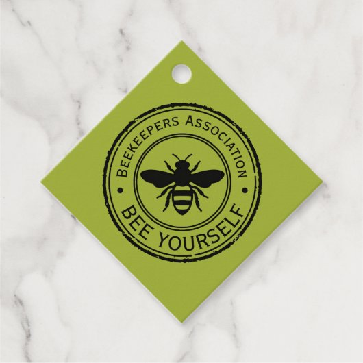 Stempel - DEIN TEXT - BIENE 1 - Fan Spaß Geschenkanhänger (Vorderseite)