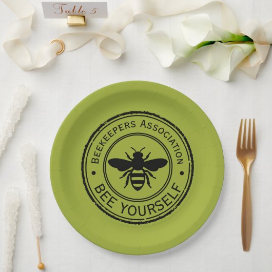Stempel - DEIN TEXT - BIENE 1 - Fan Spaß Pappteller (Hochzeit)