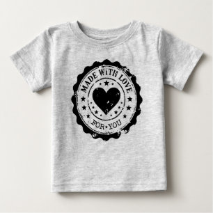 Stempel schwarz - MIT LIEBE GEMACHT - Herz Sterne Baby T-shirt