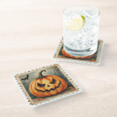 Stempelt in Spook: Die Jack-o-Lantern-Post Glasuntersetzer (Schrägansicht)