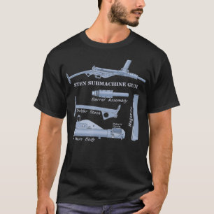 Sten Gun British WW2 Submachine Guns Diagramm  T-Shirt
