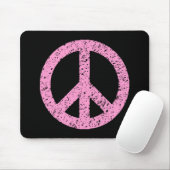 Stencied Peace Symbol - Rosa auf schwarz Mousepad (Mit Mouse)