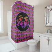 Stenciierte Rose Blume Abstrakte Farbgestaltung Duschvorhang (Beispiel)