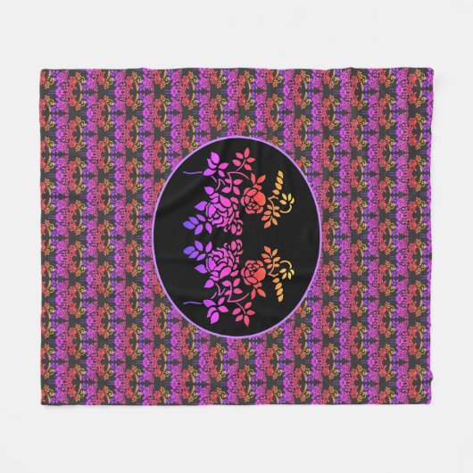 Stenciierte Rose Blume Abstrakte Farbgestaltung Fleecedecke (Vorderseite (Horizontal))
