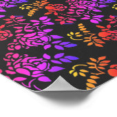 Stenciierte Rose Blume Abstrakte Farbgestaltung Poster (Ecke)