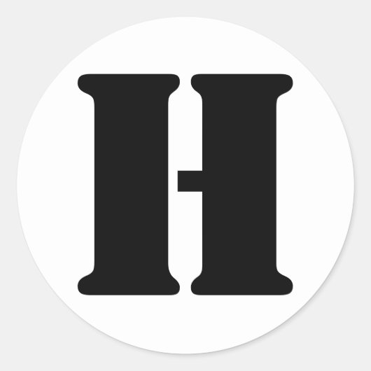 Stencil Alphabet von Janz Letter H White Runder Aufkleber (Vorderseite)