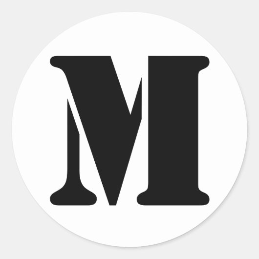 Stencil Alphabet von Janz Letter M White Runder Aufkleber (Vorderseite)